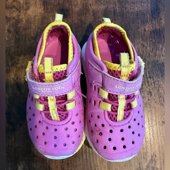 London Fog Mud Puppies Water Play Shoes Pink and Yellow Size 5 - Picture 3 of 8